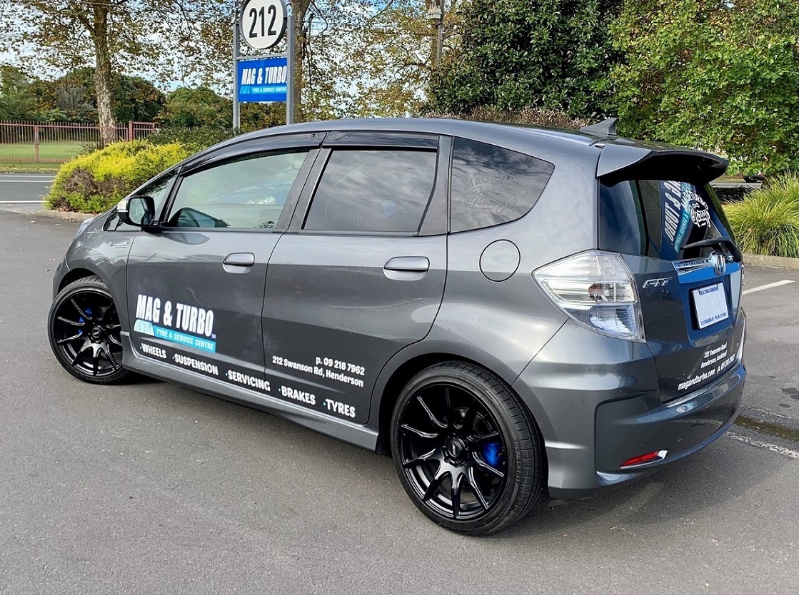 Honda Fit RS lowered on 17 inch BGW Ratchet